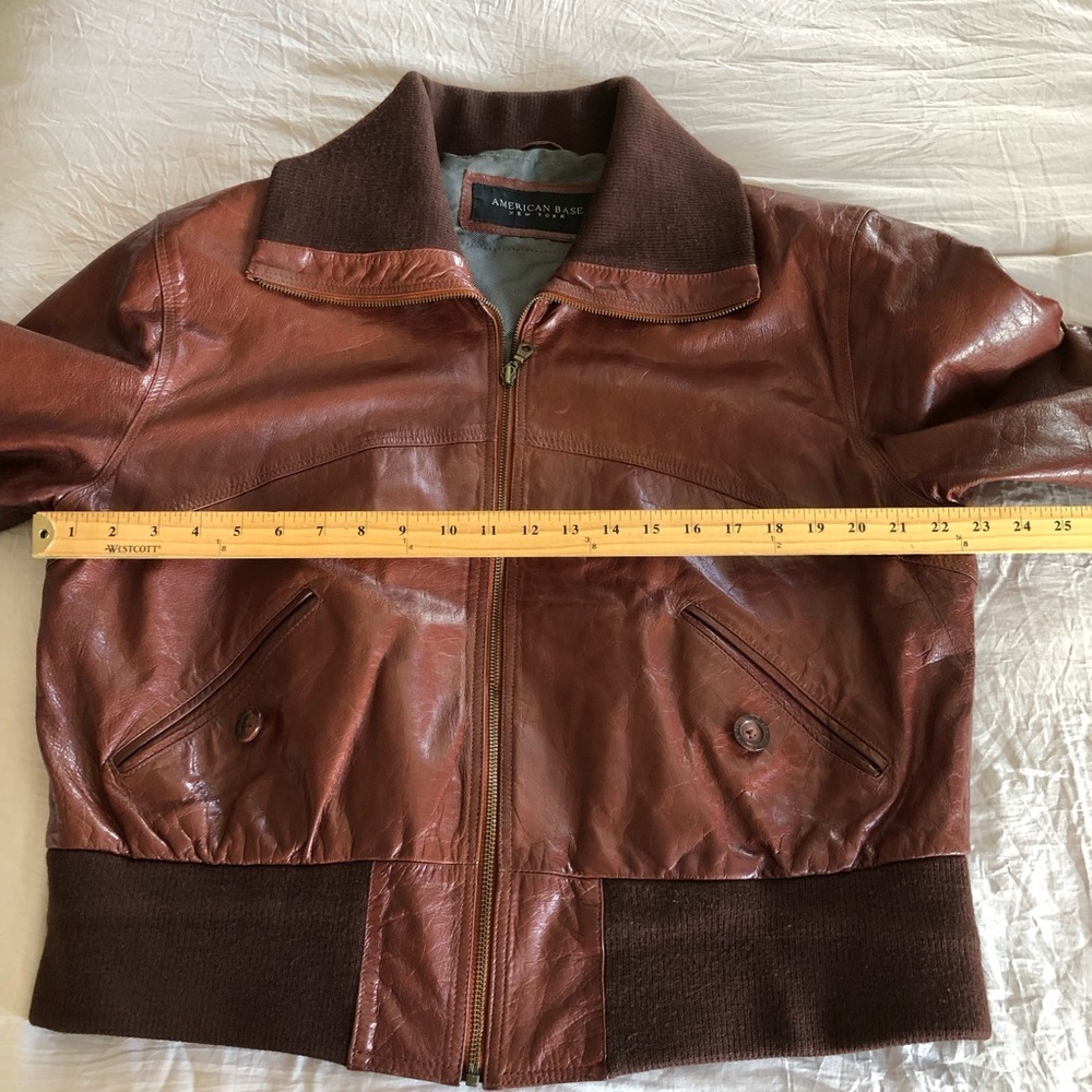 Men’s Vintage 90s brown leather bomber coat jacket L - Picture 14 of 16